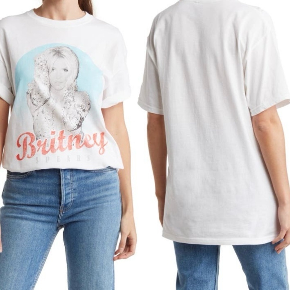 NWOT Philcos  BRITNEY SPEARS Spotlight White T-Shirt  Sz S/P